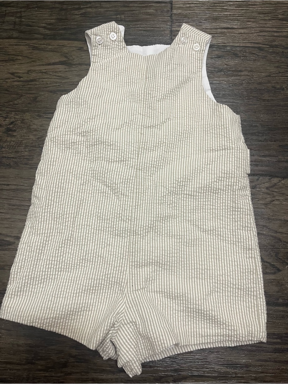 The Bailey boys Neutral Beige Seersucker Baby Romper